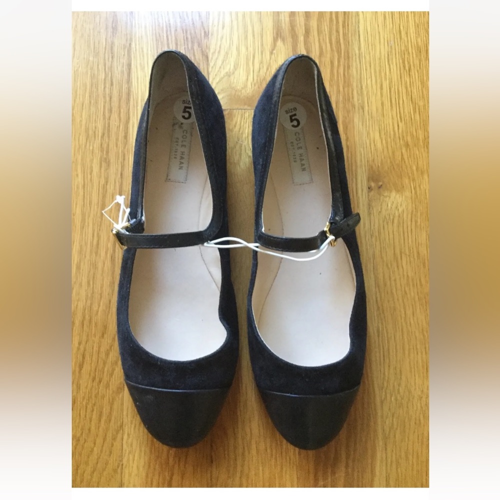 Cole Haan Leather and Suede Mary Jane Flat, women’s size 5